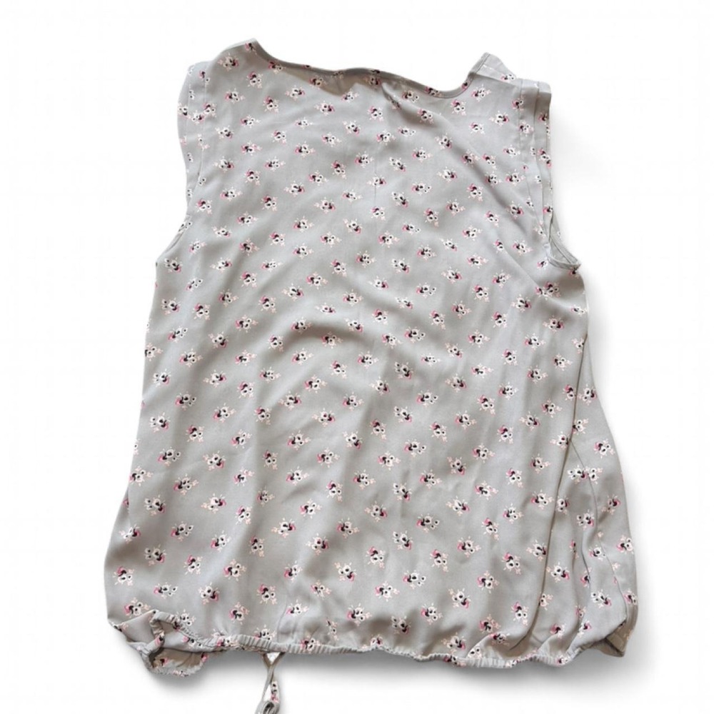 Loft Gray Floral Cinched Waist Blouse, Women's Size L - Picture 4 of 8